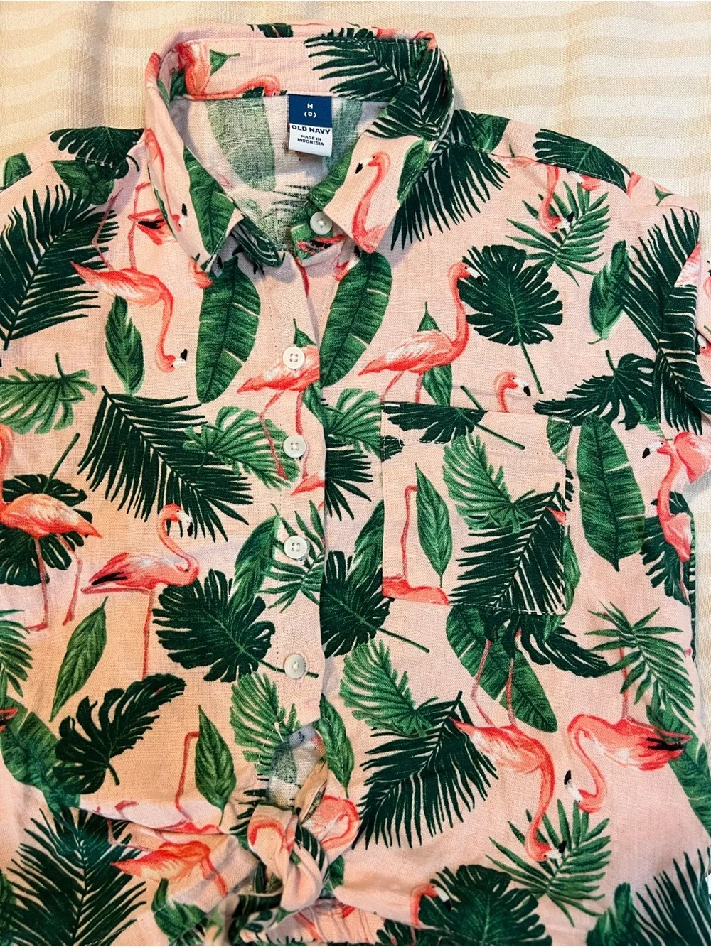 Girls Old Navy Pink Tropical Flamingo Matching Set size 8